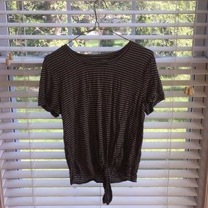 Grey & White Striped Simple Tee